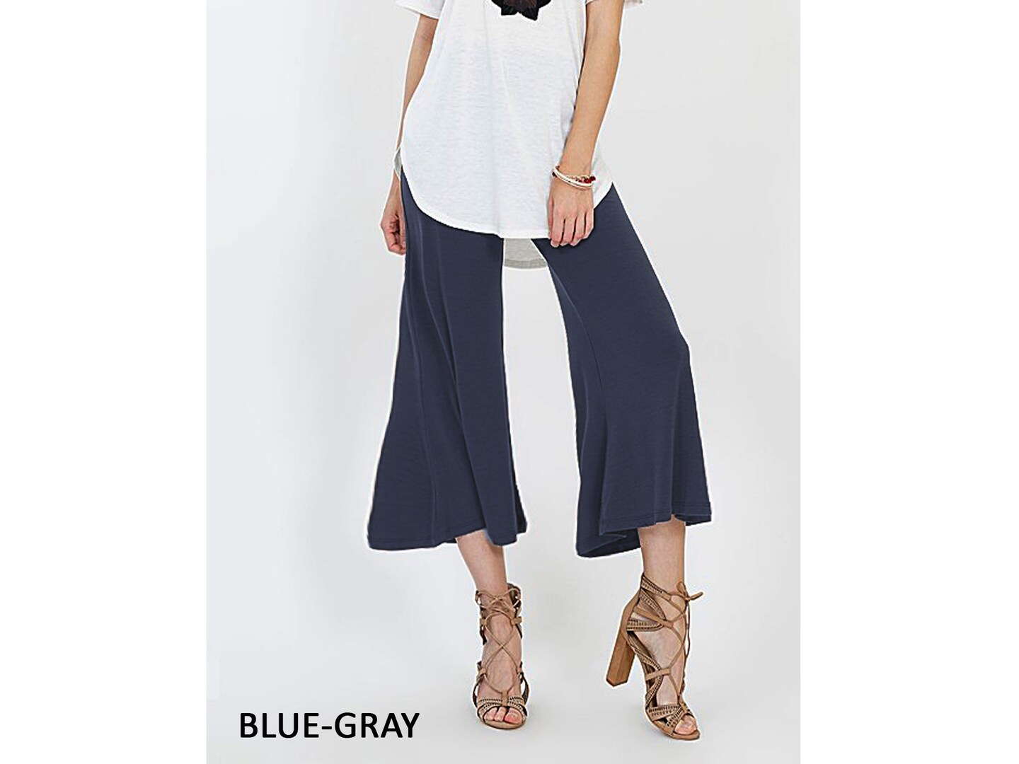 Upcycled Wide Leg Gaucho Pants with Folded Over Waist Band, Available in Custom length, Petite, Tall, Standard,  Handmade in USA product 4