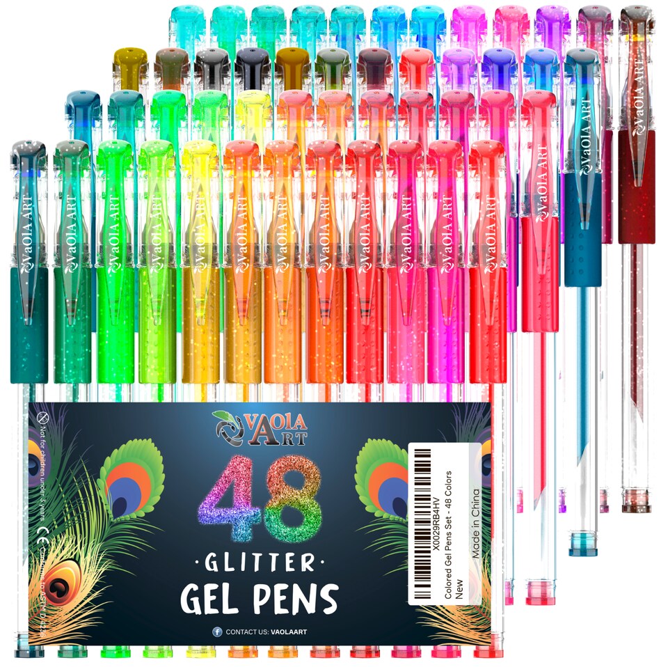 48 Glitter Gel Pens and 24 Retractable Gel Pens Sets