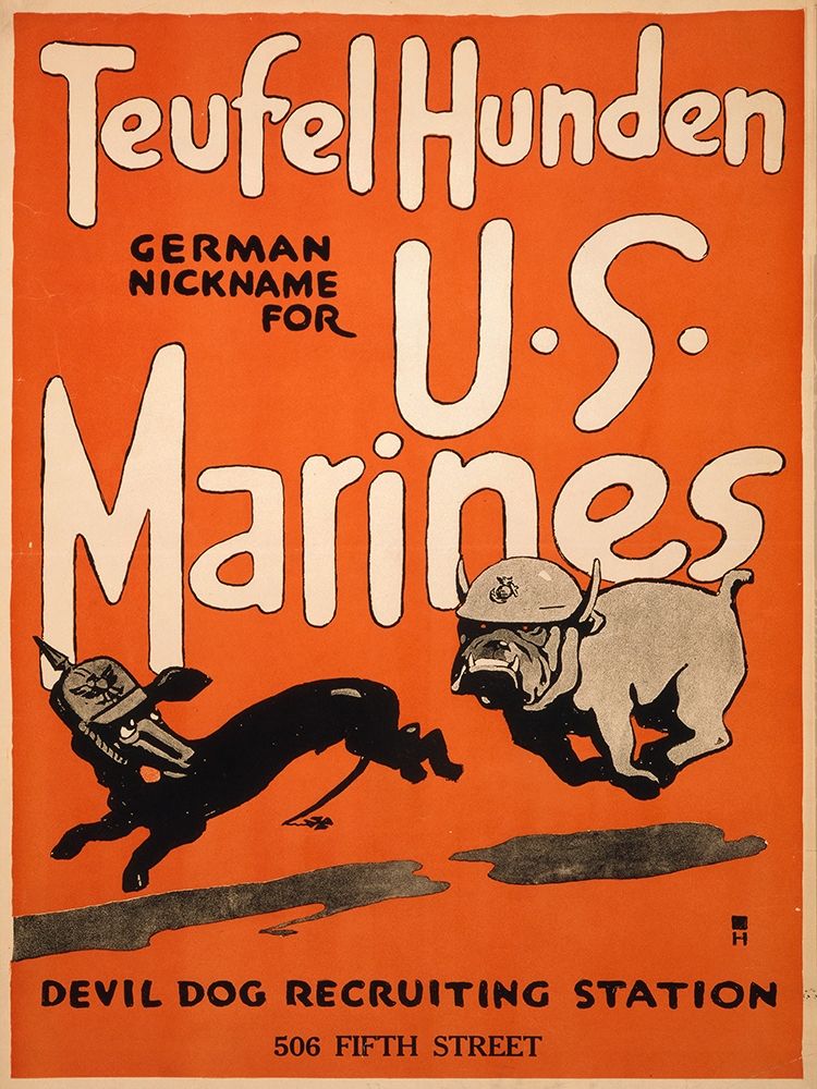 Teufel Hunden, German Nickname for U.S. Marines, 1917 Poster Print by Unknown 20th Century American Artist - Item # VARPDX467761