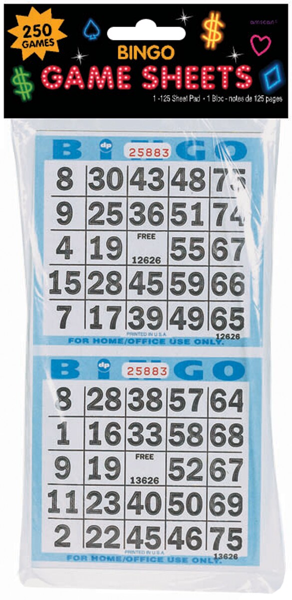 Bingo Game Sheets 4&#x22;X8&#x22; 125/Pkg-250 Games