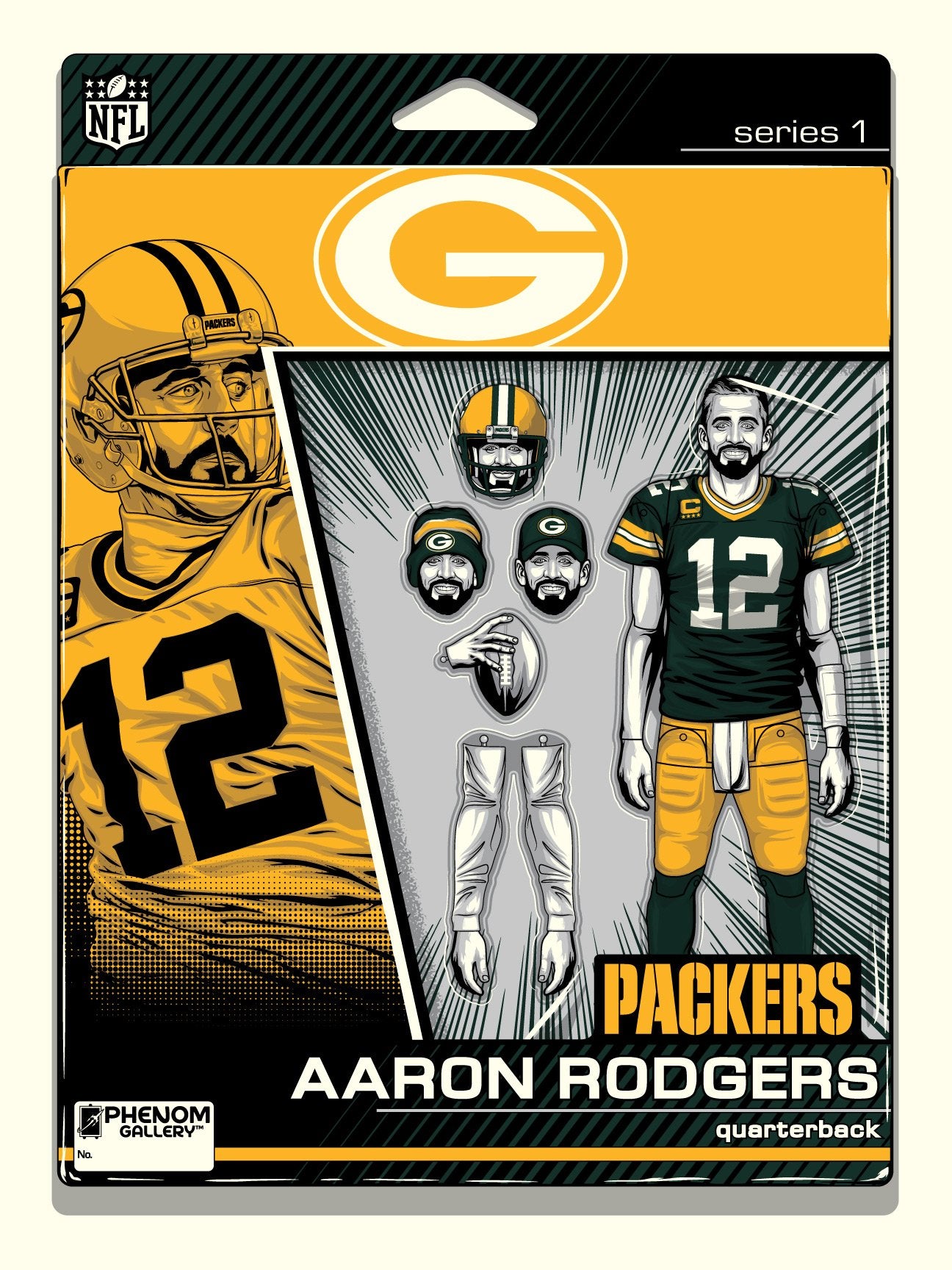 Phenom Gallery Green Bay Packers Aaron Rodgers Action Figure 18&#x22; x 24&#x22; Deluxe Framed Serigraph