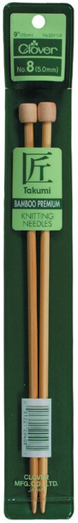 Clover Takumi Single Point Bamboo Knitting Needles - 9 Size 9