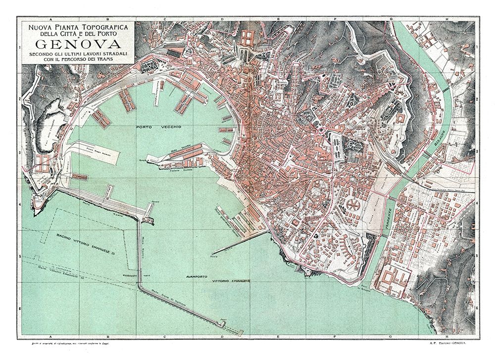 Genoa Italy - Bertarelli 1921 Poster Print by Bertarelli Bertarelli # ITIT0226
