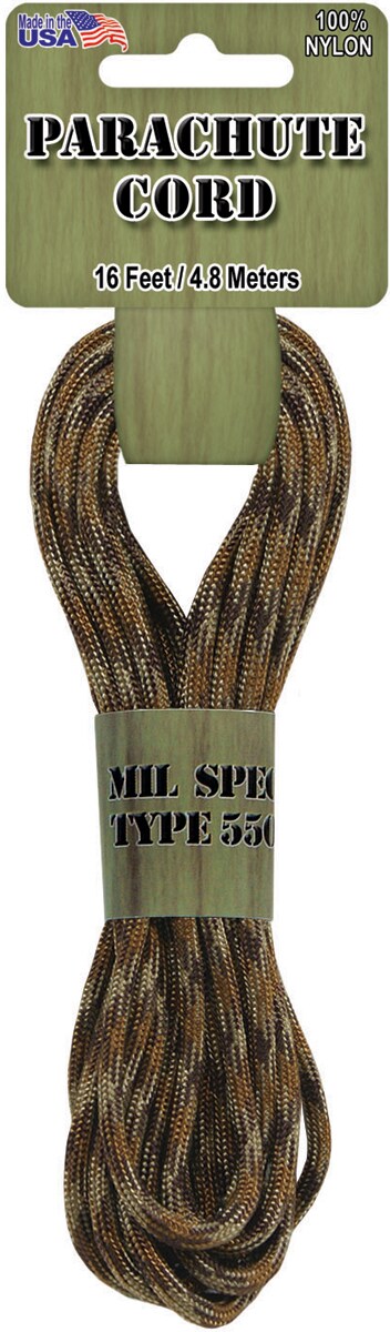 Pepperell Braiding Parachute Cord 4mmx16&#x27;-Desert Camo