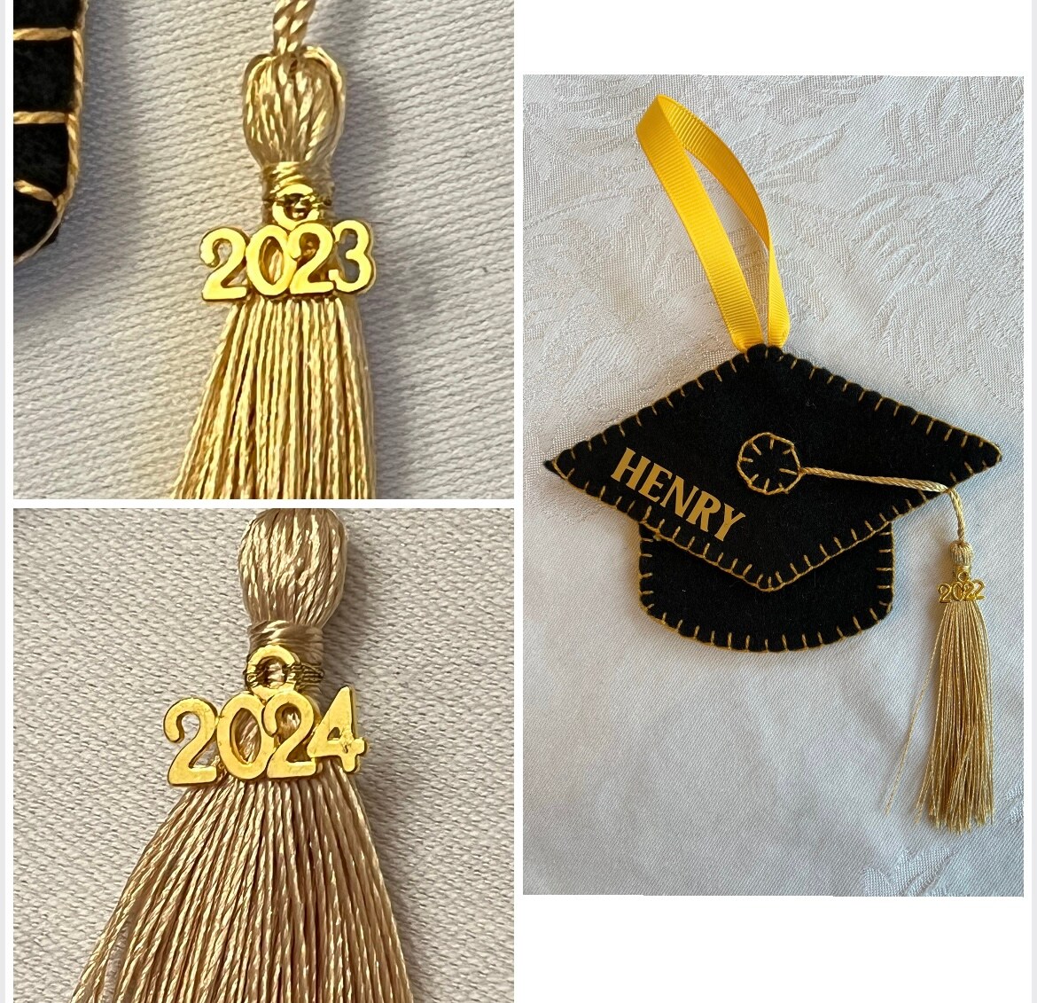 Personalized Graduation Cap Ornament, Black and Gold Graduation Cap, Senior Gift, High School Grad Gift, Class of 2024, Class of 2025, 258991854482587648