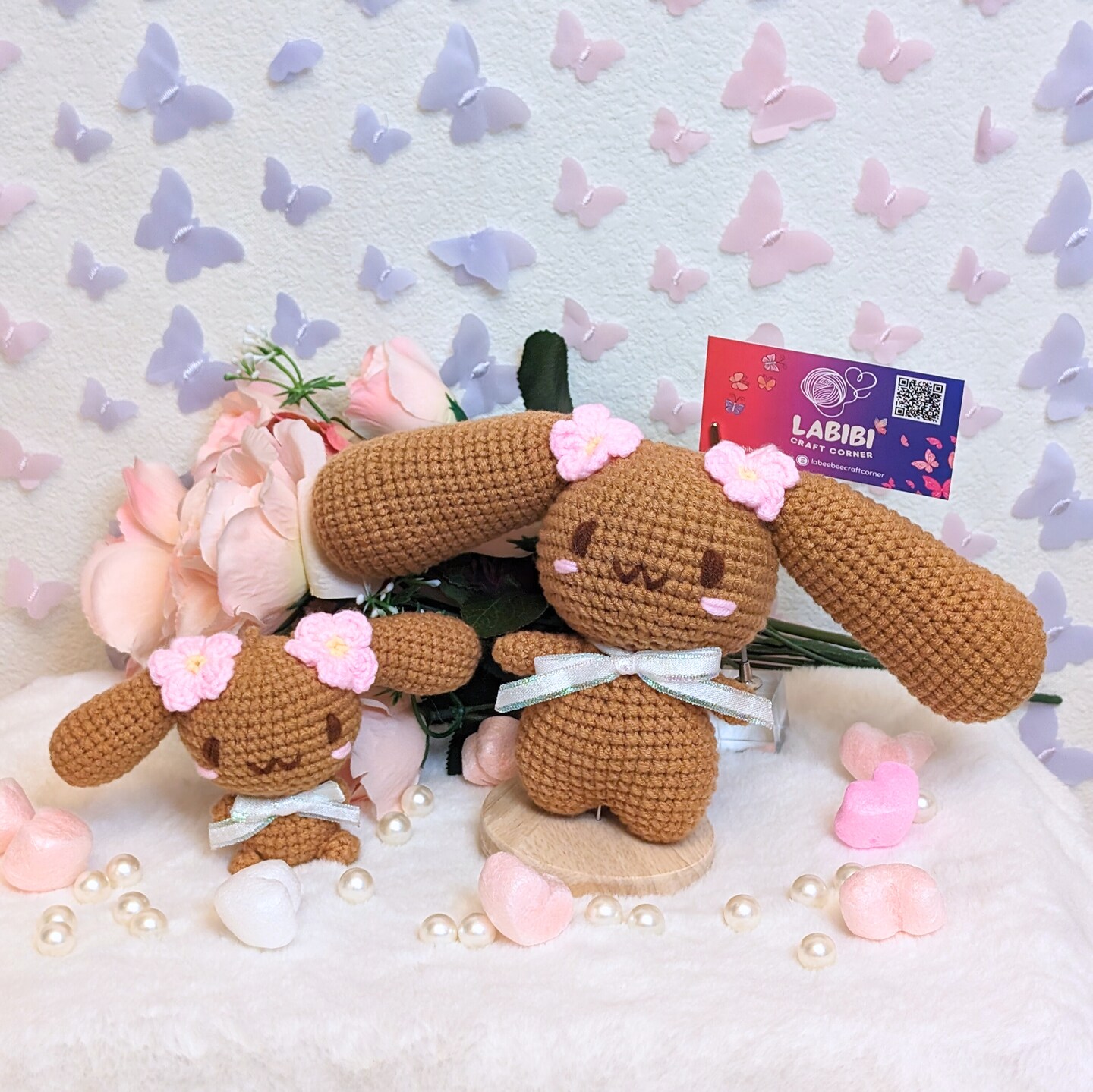 Mocha Cinnamon Roll Crocheted Plush, Cinna Roll, Small Size