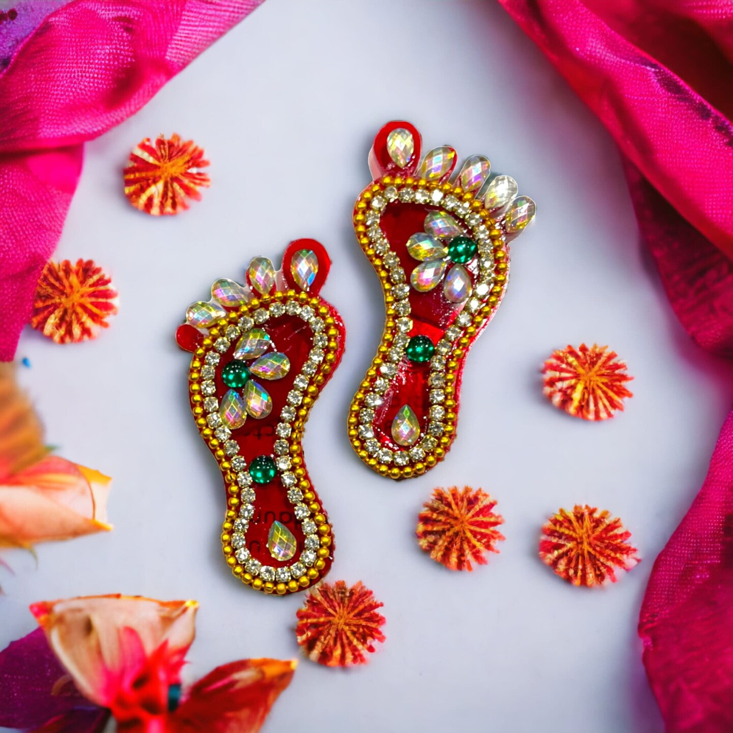 5 Sets of Acrylic Laxmi Feet, Deewali Decor, Lakshmi Pagh, Pooja Favor, Laxmi Feet, Laksmi Charan, Lakshmi Pagla, Sri Lakshmi Chran Paduka