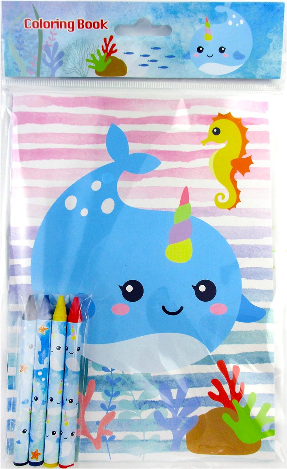 TINYMILLS Narwhals Coloring Book and Crayon Set for Kids Party Favors with 12 Coloring Books and 48 Crayons