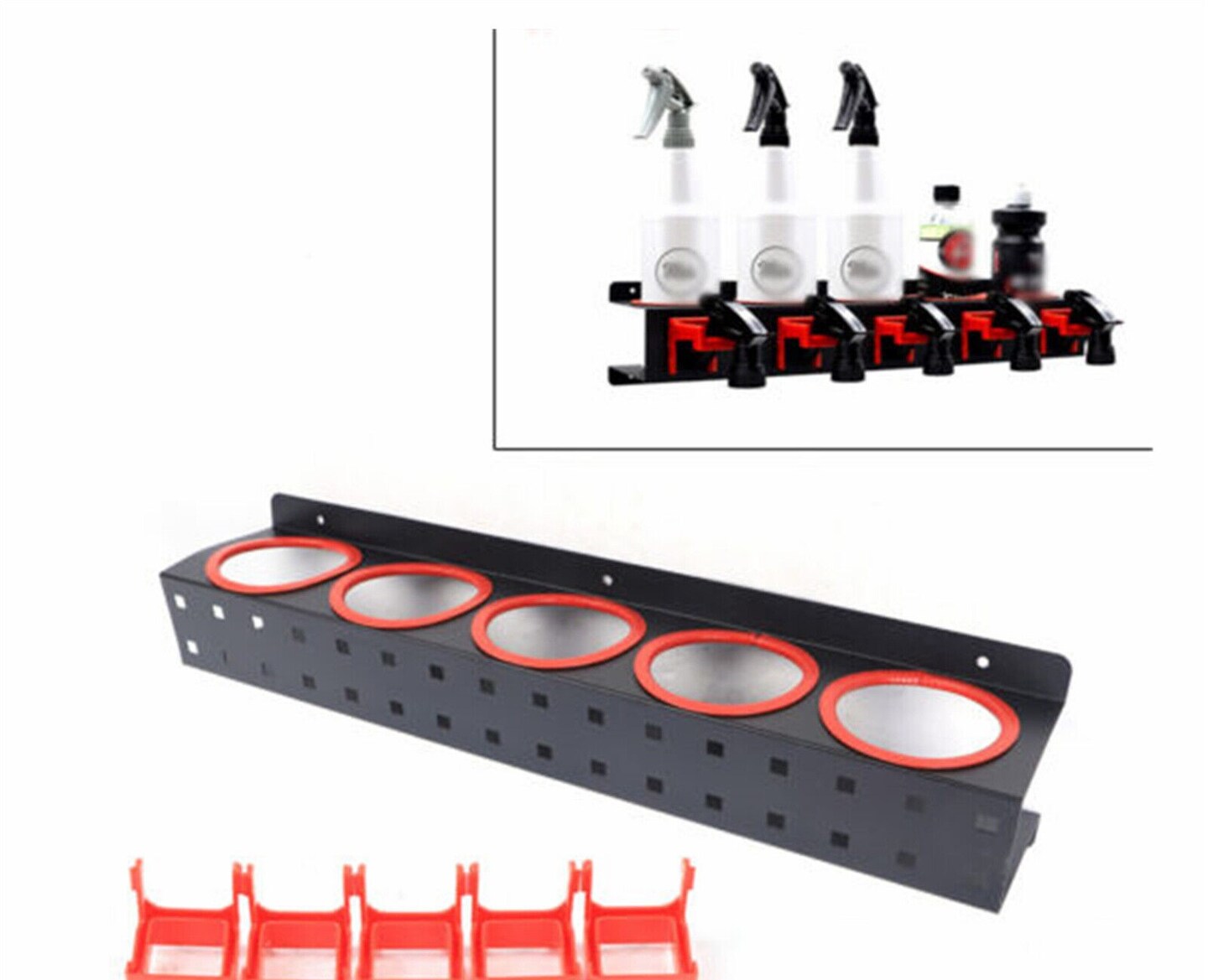 Kitcheniva 5-Hole Wall-mount Spray Bottle Storage Rack Organizer