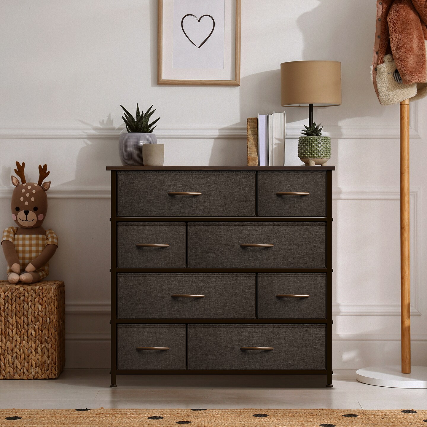 Sorbus Dresser with 8 Drawers - Storage Chest Organizer with Steel Frame, Wood Top, Handles, Fabric Bins