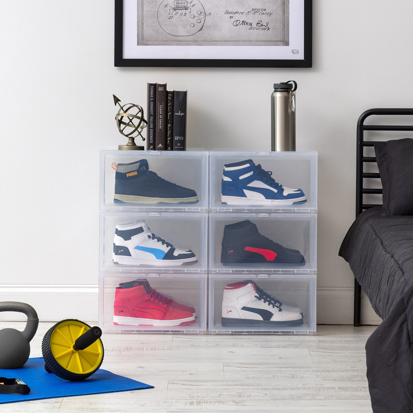 IRIS USA Front Entry Stackable Shoe Storage Box, Shoes Organizer