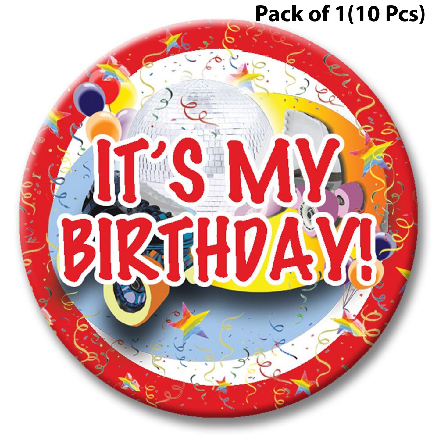 Disco Skate Themed Button - It&#x27;s My Birthday 2 1/4 inch button with safety pin back | RAHEEV&#xAE;