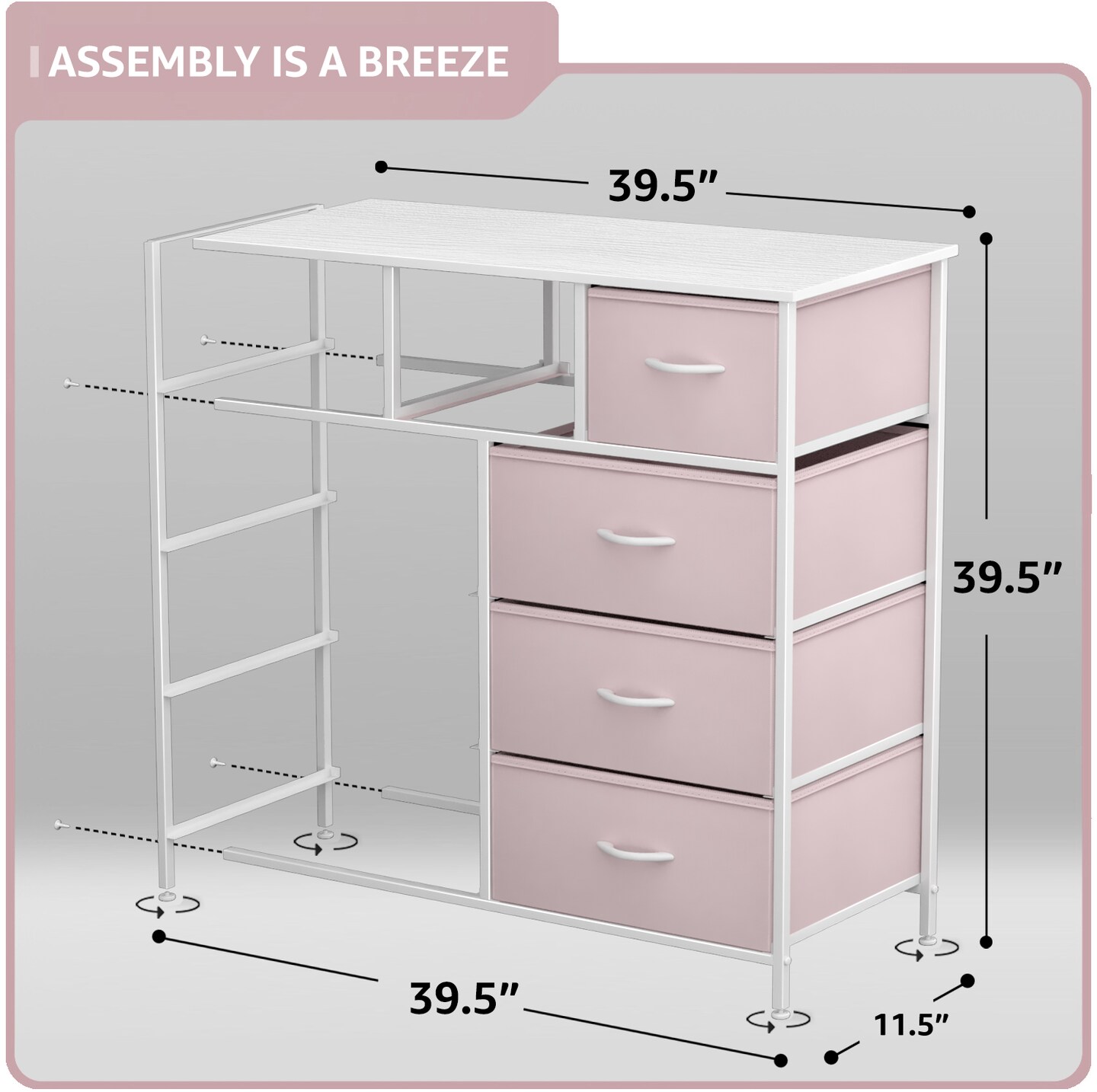 Sorbus Dresser with 9 Drawers - Furniture Storage Chest Tower Unit for Bedroom, Closet, etc - Steel Frame, Wood Top, Fabric Bins