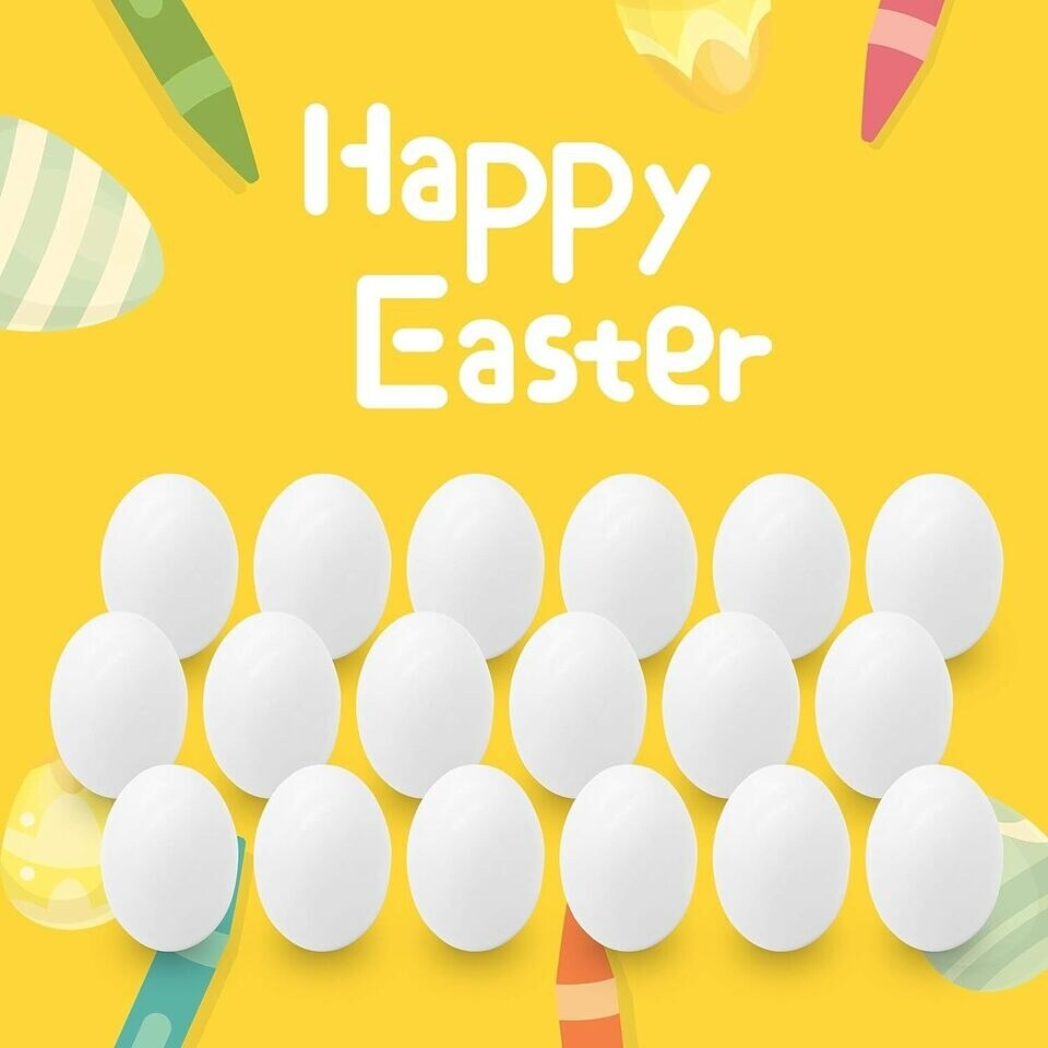 18 Pcs Easter Egg White Wooden Eggs Life Size Plain Decorating Eggs for Kids DIY