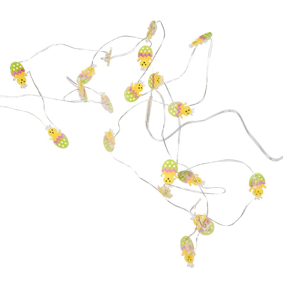 20 LED String Lights Battery Easter Egg Chick Warm White Decor Garden Party Home