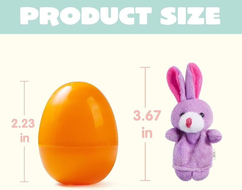 36 Pcs Pre-Filled Easter Eggs with Animal Finger Puppets for Toddlers and Kids