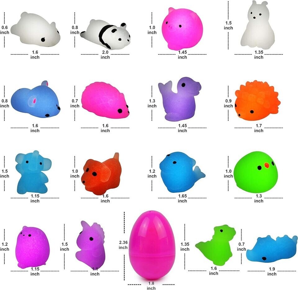 48Pcs Glitter Mochi Squishy Prefilled Easter Eggs Filled with Mochi Toys for Kid