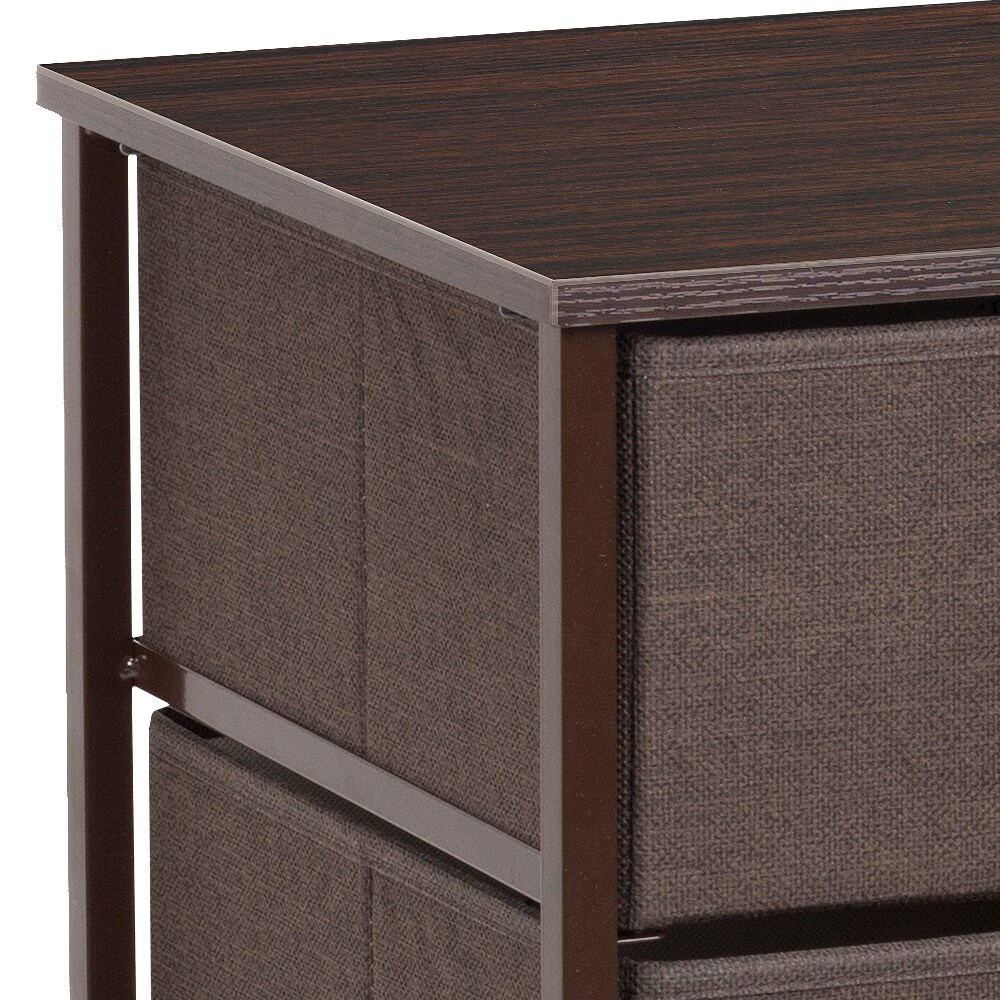Sorbus Nightstand with 3 Drawers - Furniture Storage for Bedroom, Closet, Office Organization - Steel Frame, Wood Top, Pastel Fabric Bin