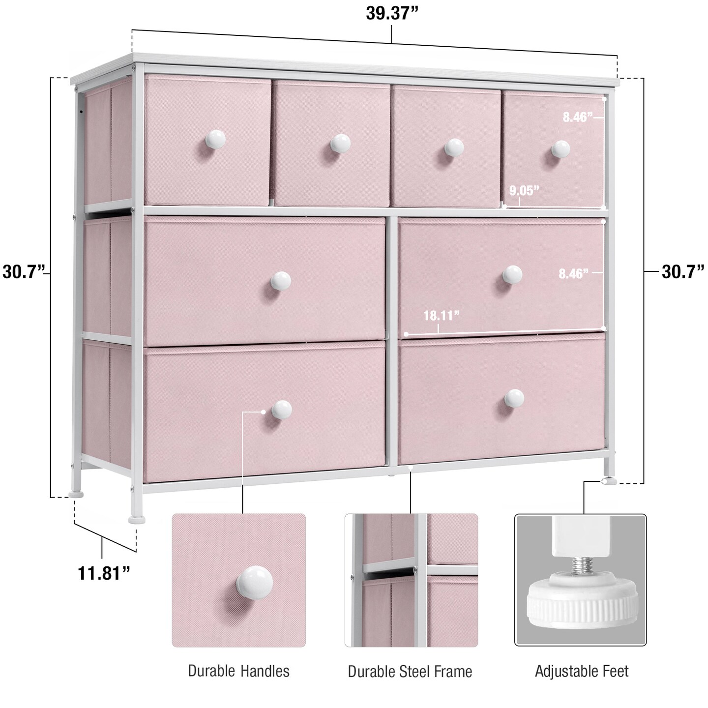 Sorbus 8 Drawers Chest Dresser with Knob Handle - Great for Household Storage and Organization