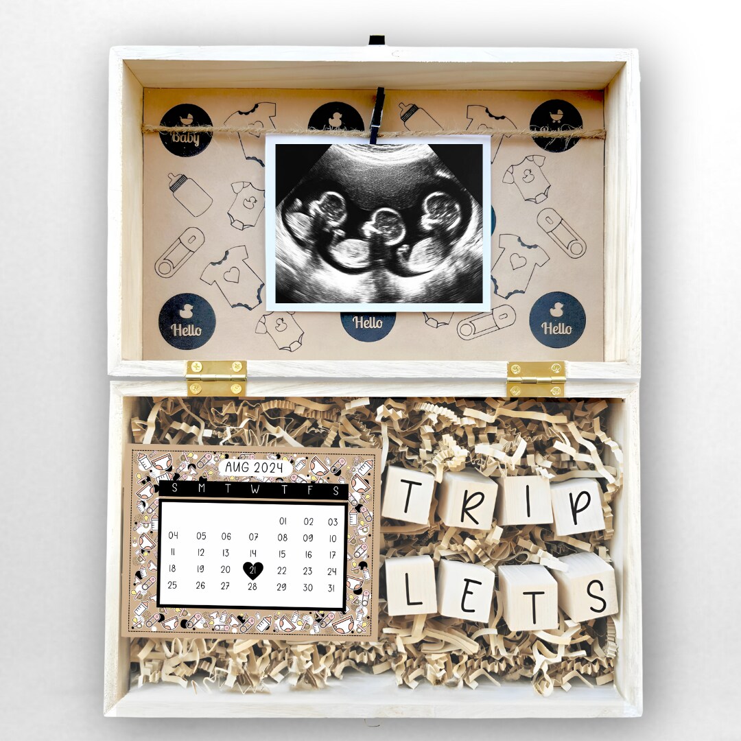 Pregnancy Announcement Gift Box Engraved Personalized Keepsake Parents To Be Baby Coming Soon Expecting Reveal for Daddy and Grandparents product 7