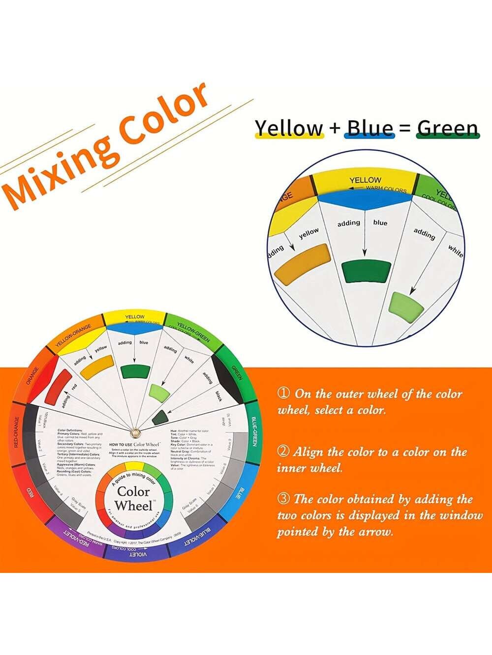 1Pc Multi-Color round Color Wheel Puzzle &#x26; Multifunctional Color Mixing Card