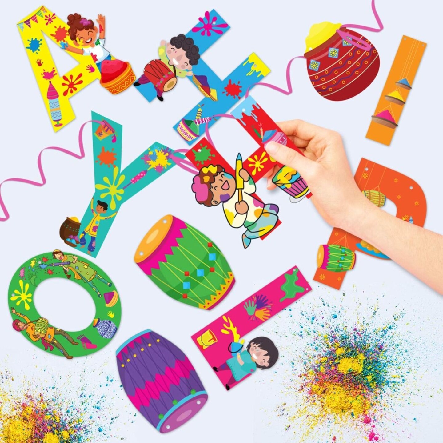 Happy Holi Banners Indian Festival Colorful Bunting Diy Festival of Colors Holi Decorations Home Indoor Outdoor Decoration Bollywood Party Supplies Home Decor Holi Ideas