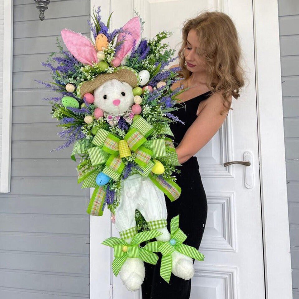 Easter Bunny Rabbit Wreath Decor Front door Party Decor Wedding Decor Spring