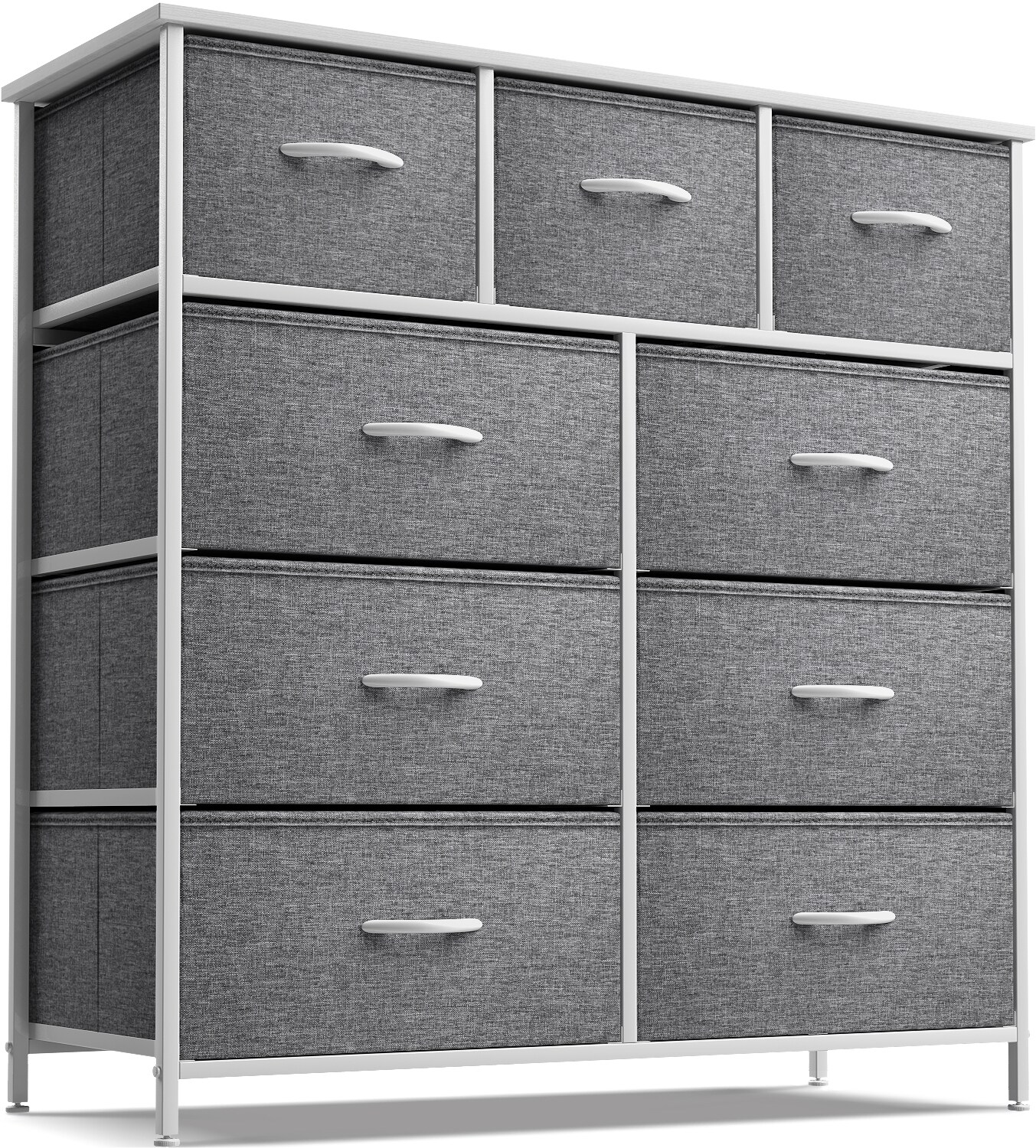 Sorbus Dresser with 9 Drawers - Furniture Storage Chest Tower Unit for Bedroom, Closet, etc - Steel Frame, Wood Top, Fabric Bins