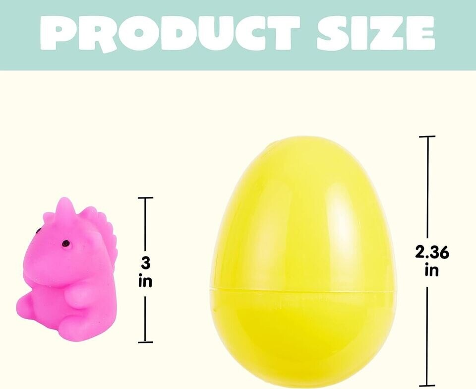 36 PCS Prefilled Easter Eggs with Dinosaur Mochi Squishy Toys for Easter Basket