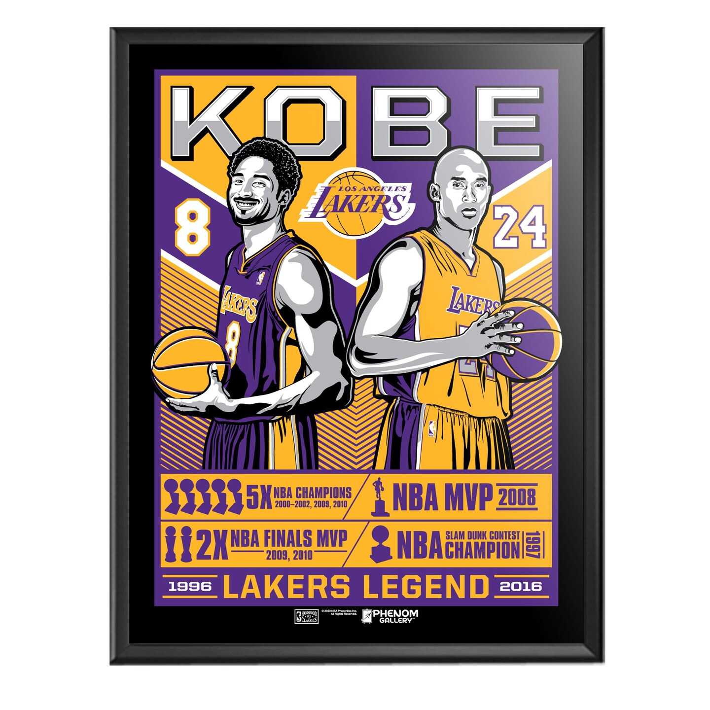 Phenom Gallery Los Angeles Lakers Kobe Legend Framed Serigraph (Black Mamba Edition)