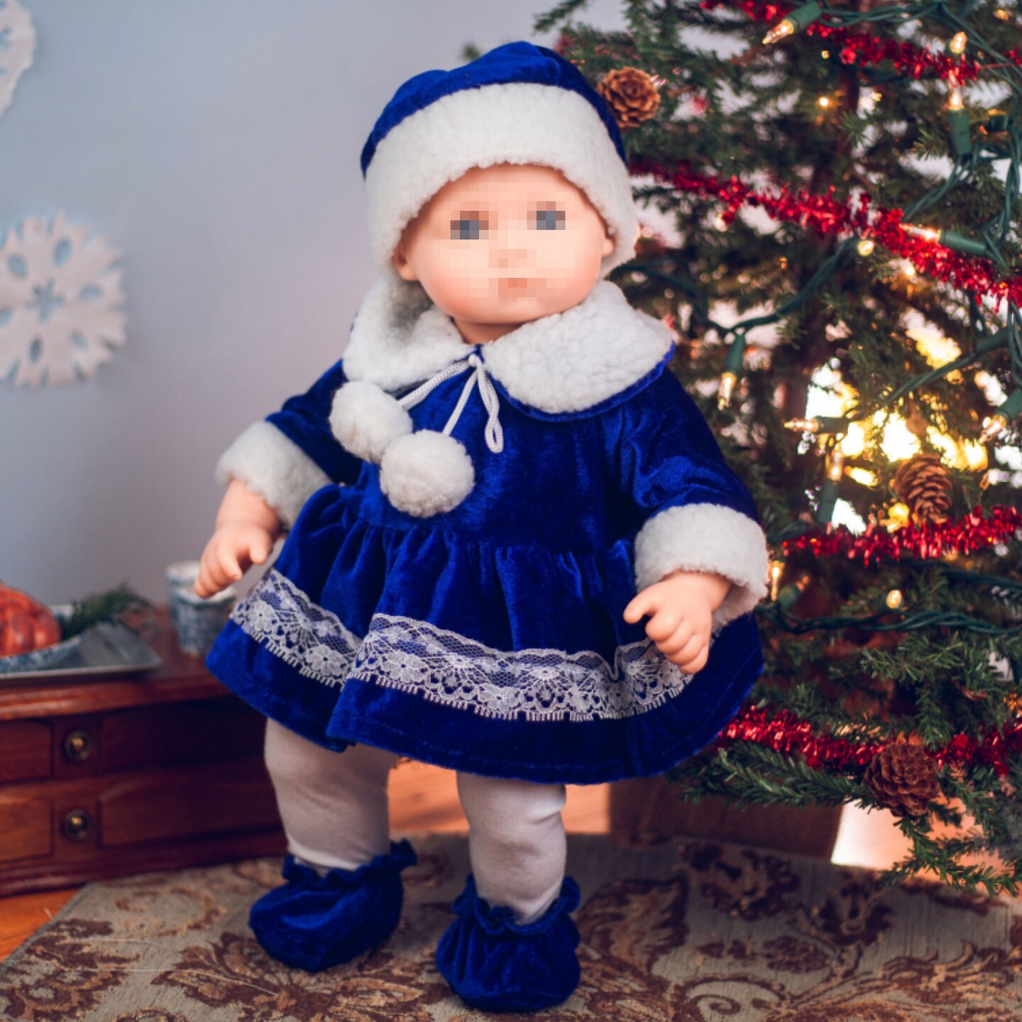 The Queen&#x27;s Treasures 15 In Doll Clothes Blue Velvet Complete Dress Outfit