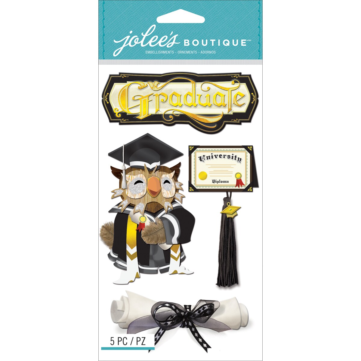 Jolee's Boutique Le Grande Dimensional Stickers - Graduation, 5pcs
