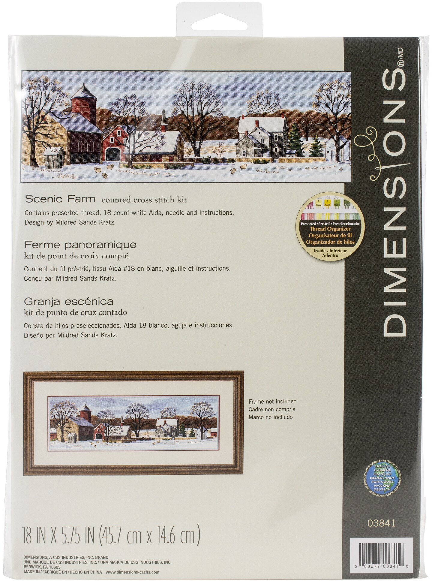 Dimensions Counted Cross Stitch Kit 18&#x22;X5.75&#x22;-Scenic Farm (18 Count)