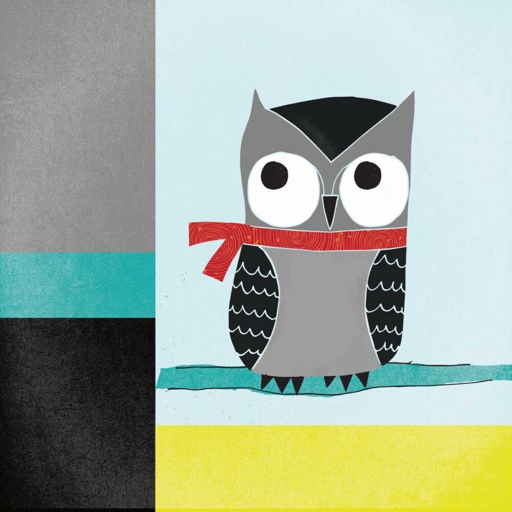 Owls III Blue Gray and Yellow Poster Print by Cheryl Warrick - Item # VARPDX26734