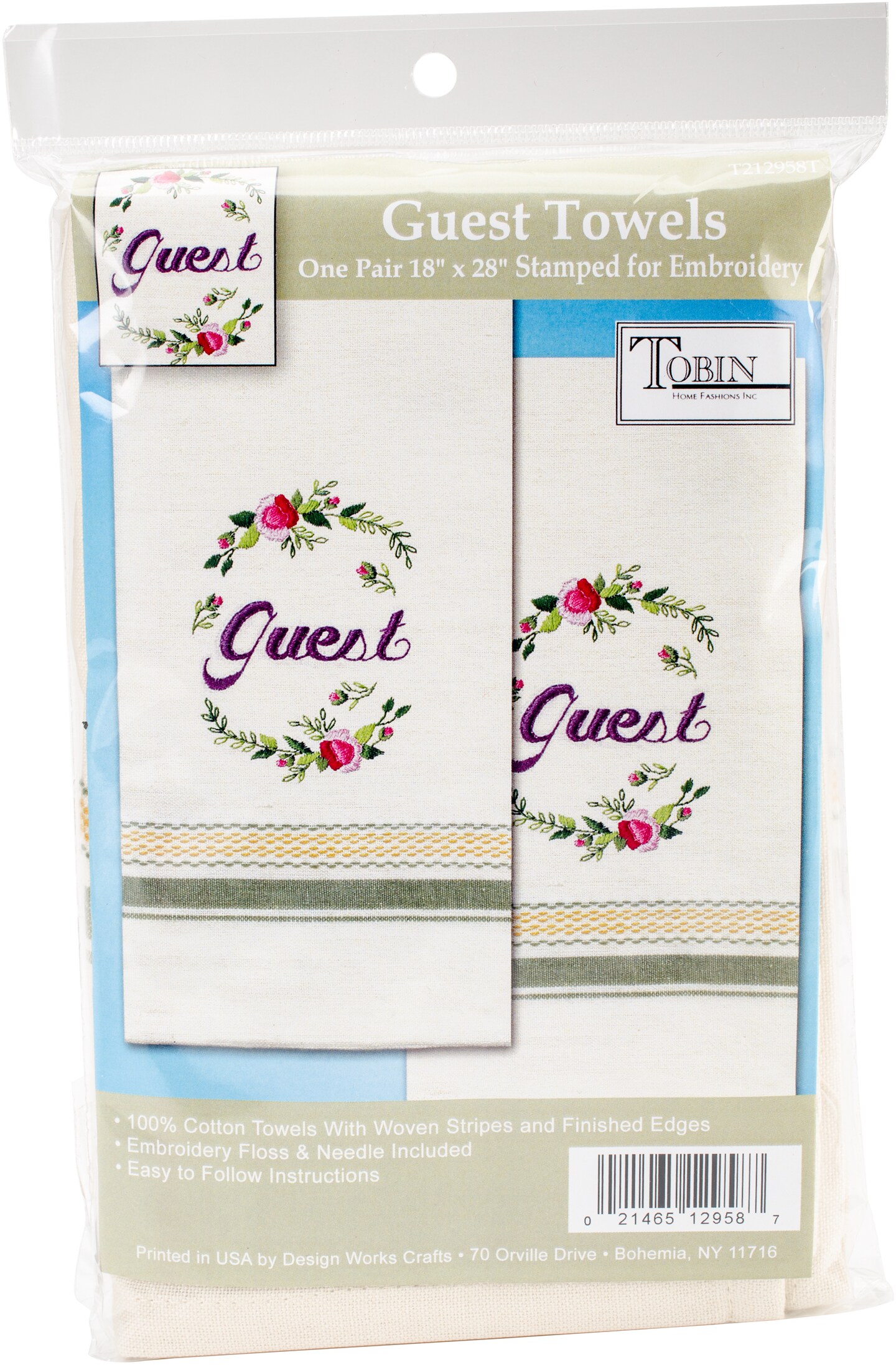 Tobin Stamped For Embroidery Kitchen Towels 18"X28" 2/Pkg-Guest