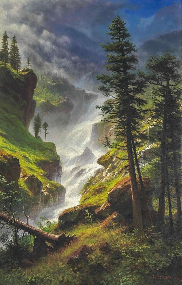 Rocky Mountain Waterfall Poster Print by Albert Bierstadt # 55847