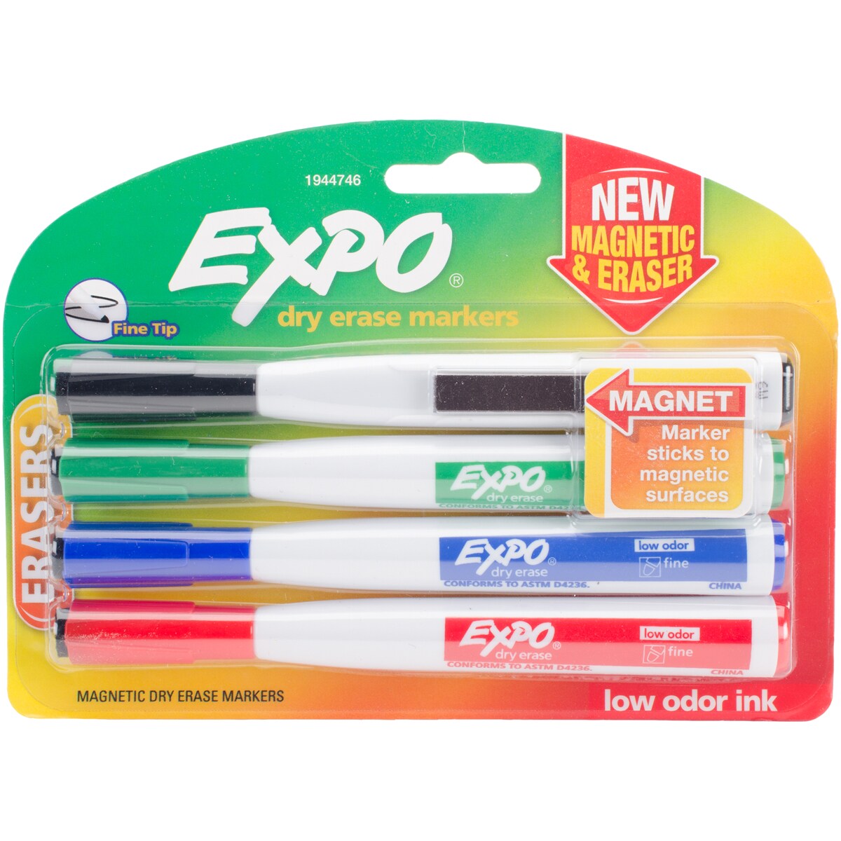  EXPO Magnetic Dry Erase Markers with Eraser, Fine Tip