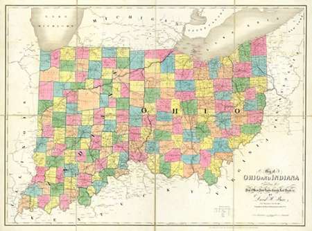 Map of Ohio and Indiana, 1839 Poster Print by David Burr - Item # VARPDX294979