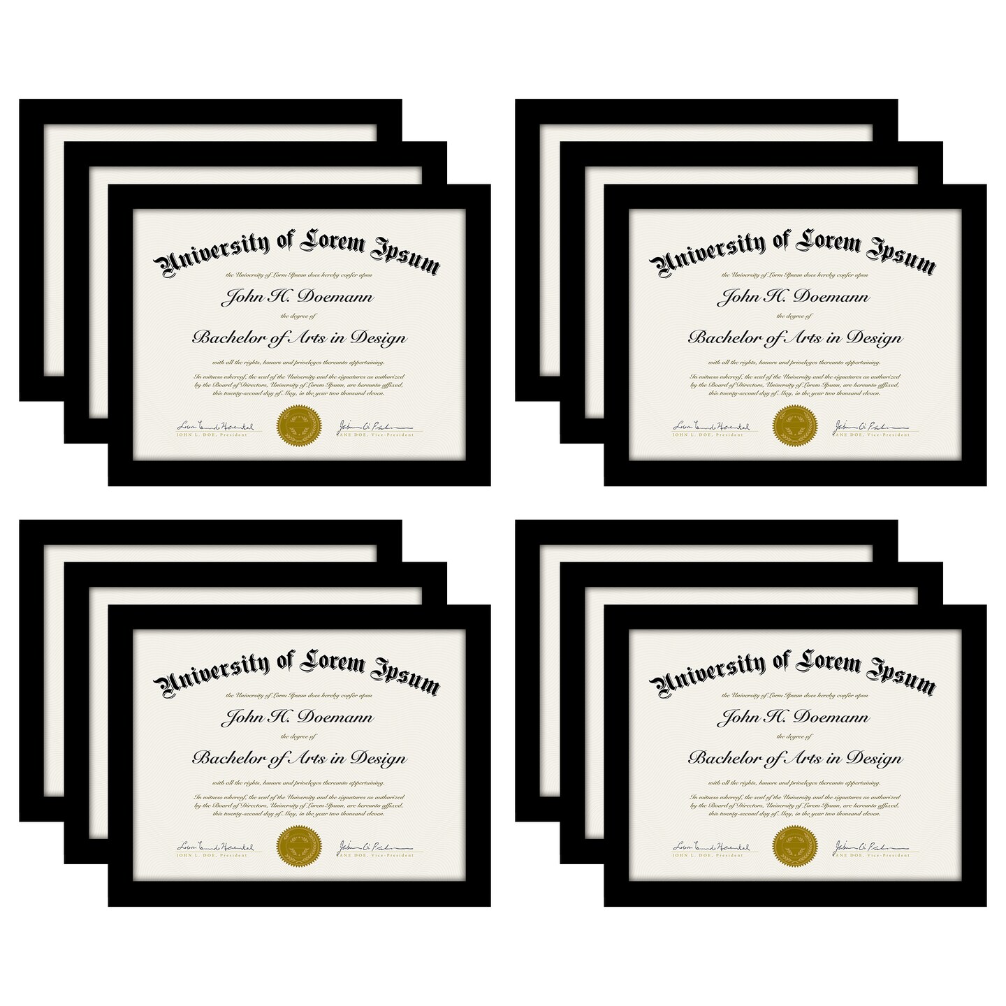 Americanflat Gallery Wall Picture Frames - Set of 12 - Picture Frame Set for Wall Collage - Plexiglass Cover - Hanging Hardware - Includes Easel