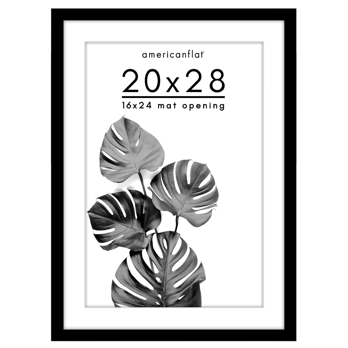 Americanflat Poster Frame with Mat - Large Picture Frame - Polished Plexiglass Cover - Hanging Hardware for Horizontal and Vertical Display - Black