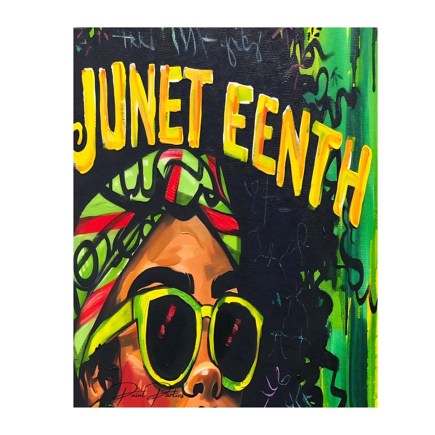 Juneteenth &#x22;Afro Shades&#x22; DIY Canvas Art Kit, Adult Beginner, Acrylic Paint Size 11x14 inch