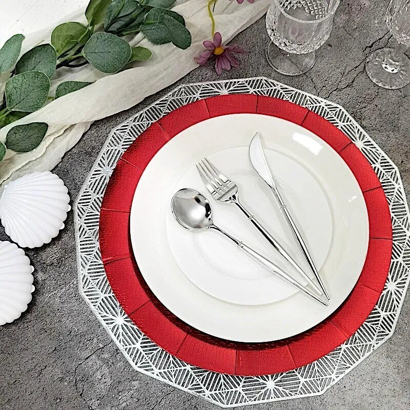 RED 10 Round 13&#x22; Disposable Paper CHARGER PLATES