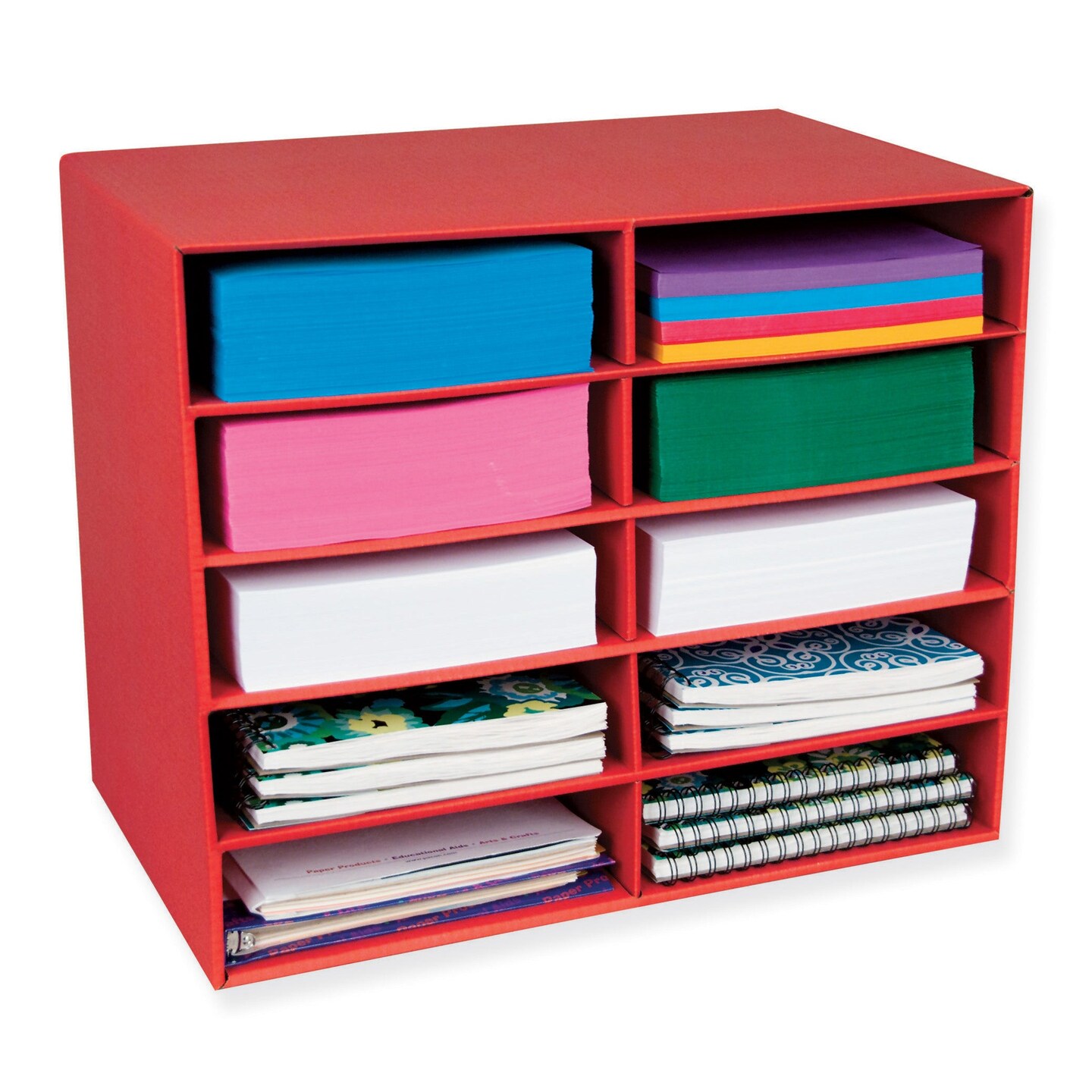 10-Shelf Organizer, Red, 17&#x22;H x 21&#x22;W x 12-7/8&#x22;D, 1 Organizer