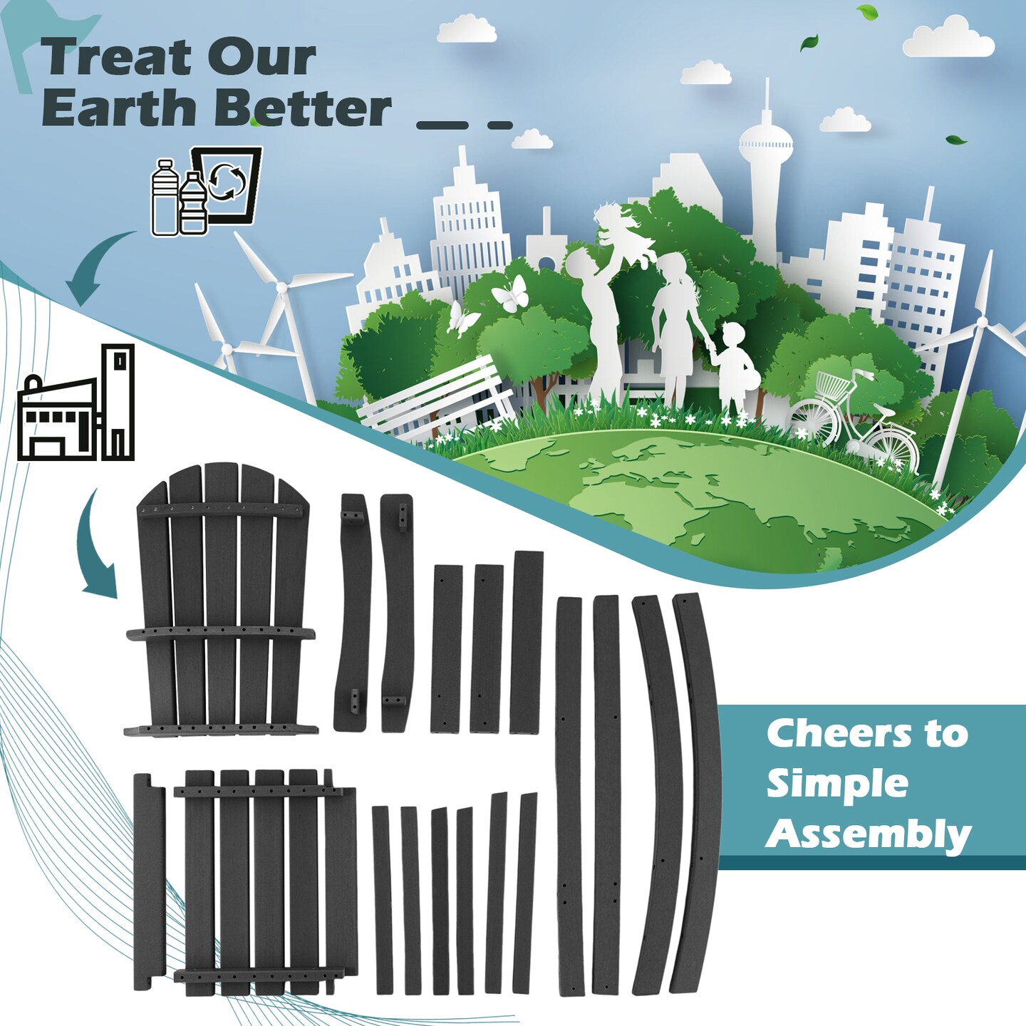 30 Inches Counter Height Outdoor Hdpe Bar Stool With Armrests And Footrest