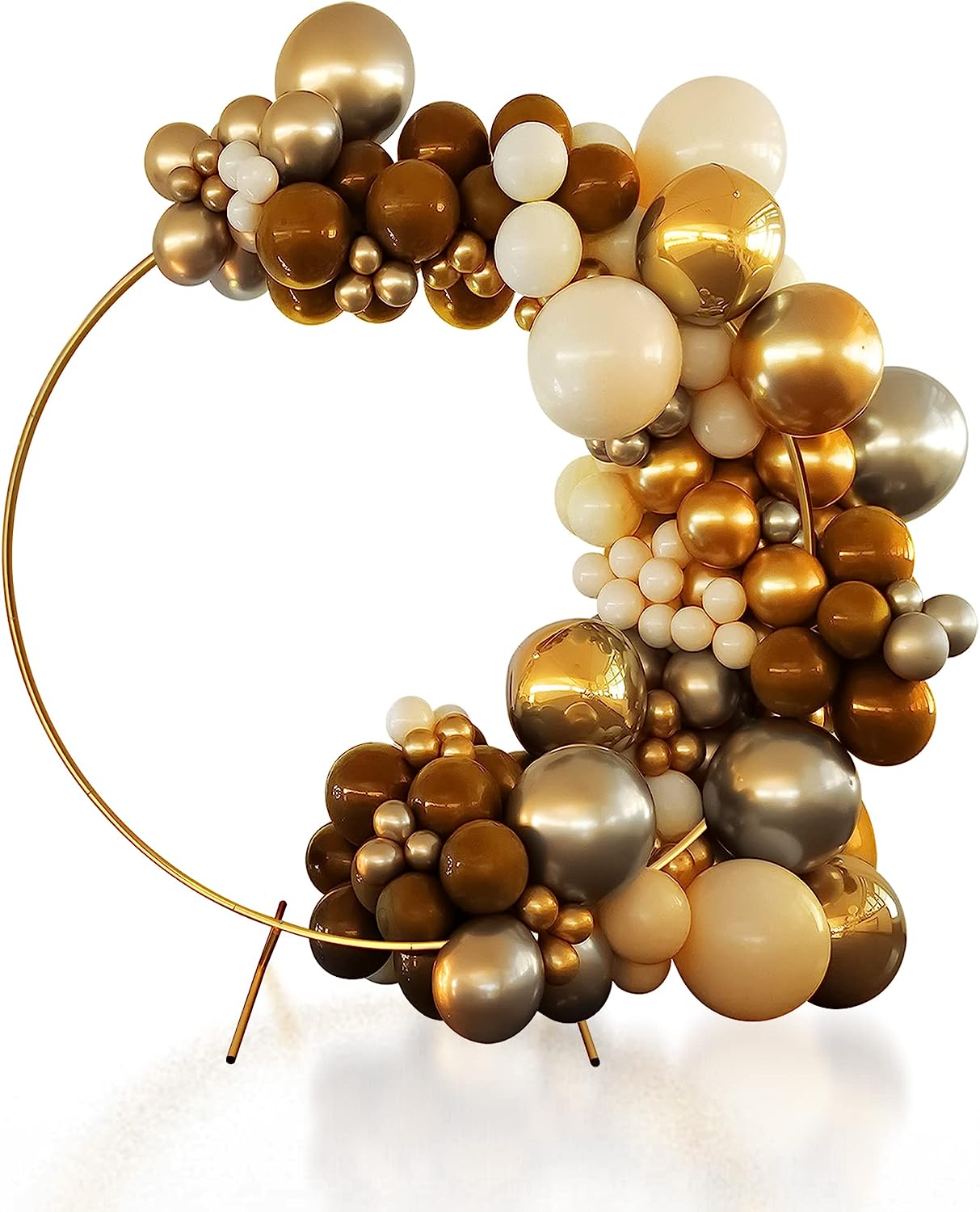 7.2Ft Round Backdrop Stand Circle Balloon Arch Frame Kit for Wedding Flower Ring Party Background Decoration (Aluminum/Gold)