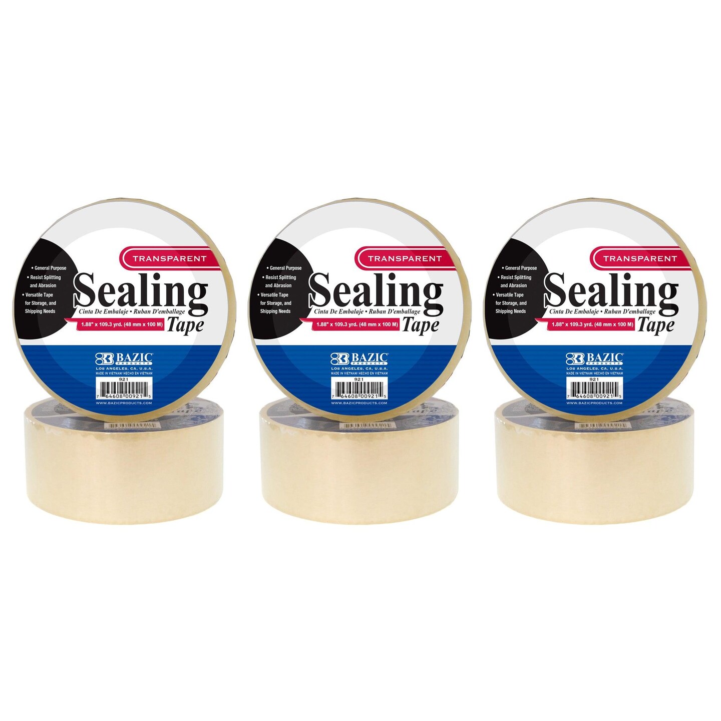 Clear Packaging Tape Roll, 1.88&#x22; x 109.3 Yards, Pack of 6