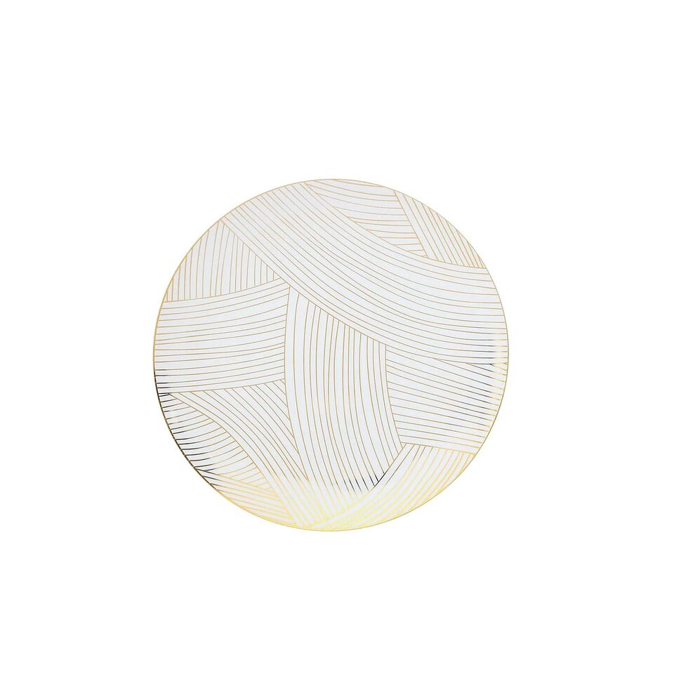 10 Round 7 in White Gold Strokes Disposable Salad Dinner Plastic PLATES