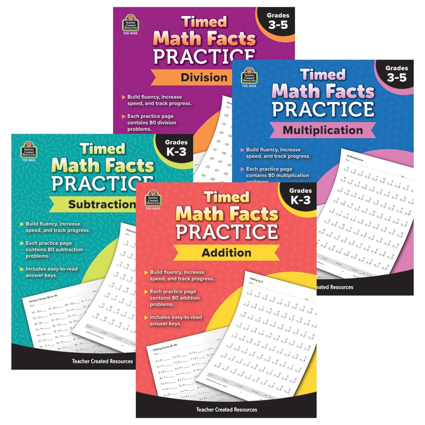 Timed Math Facts Practice: Addition, Subtraction, Multiplication &#x26; Division Set