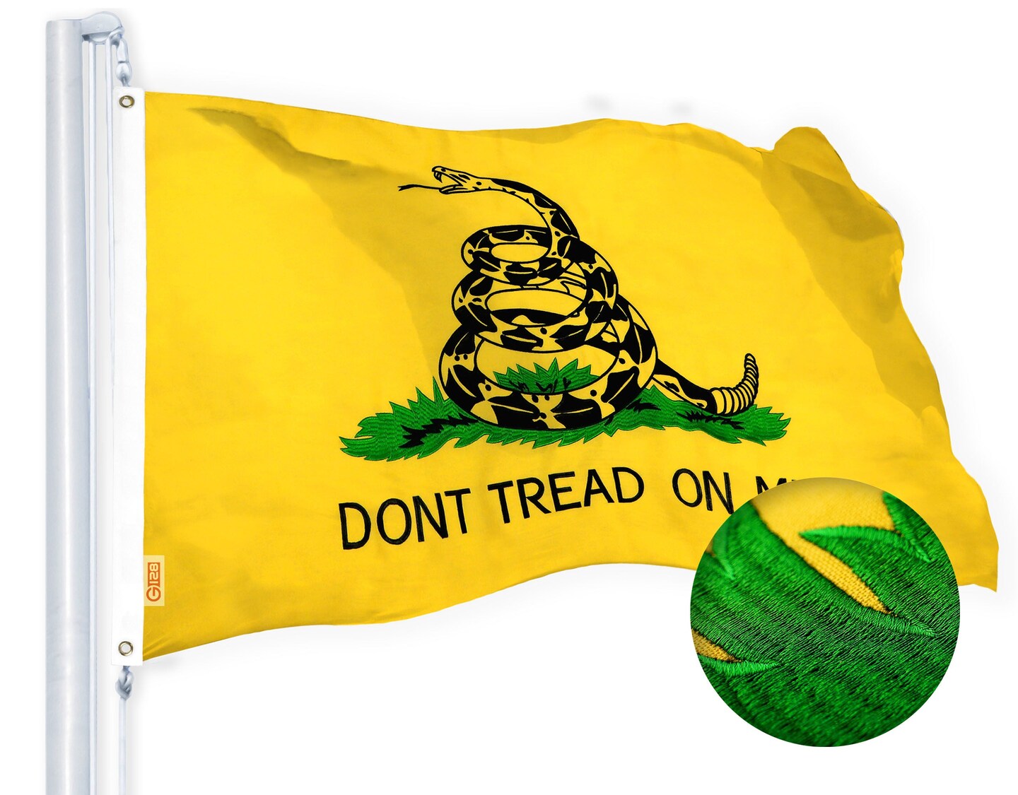 G128 Combo Pack: American USA Flag 3x5 Ft &#x26; Gadsden Don&#x27;t Tread On Me Flag 3x5 Ft | Both StormFlyer Series Embroidered 220GSM Spun Polyester, Brass Grommets
