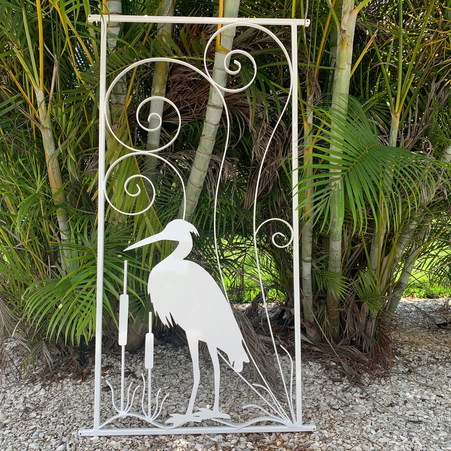 Egret in the Cattails, Screen Door Grille, Coastal Living, Handcrafted, Metal, Multiple Colors, Protect, Beautify, Easy Install, Aluminum